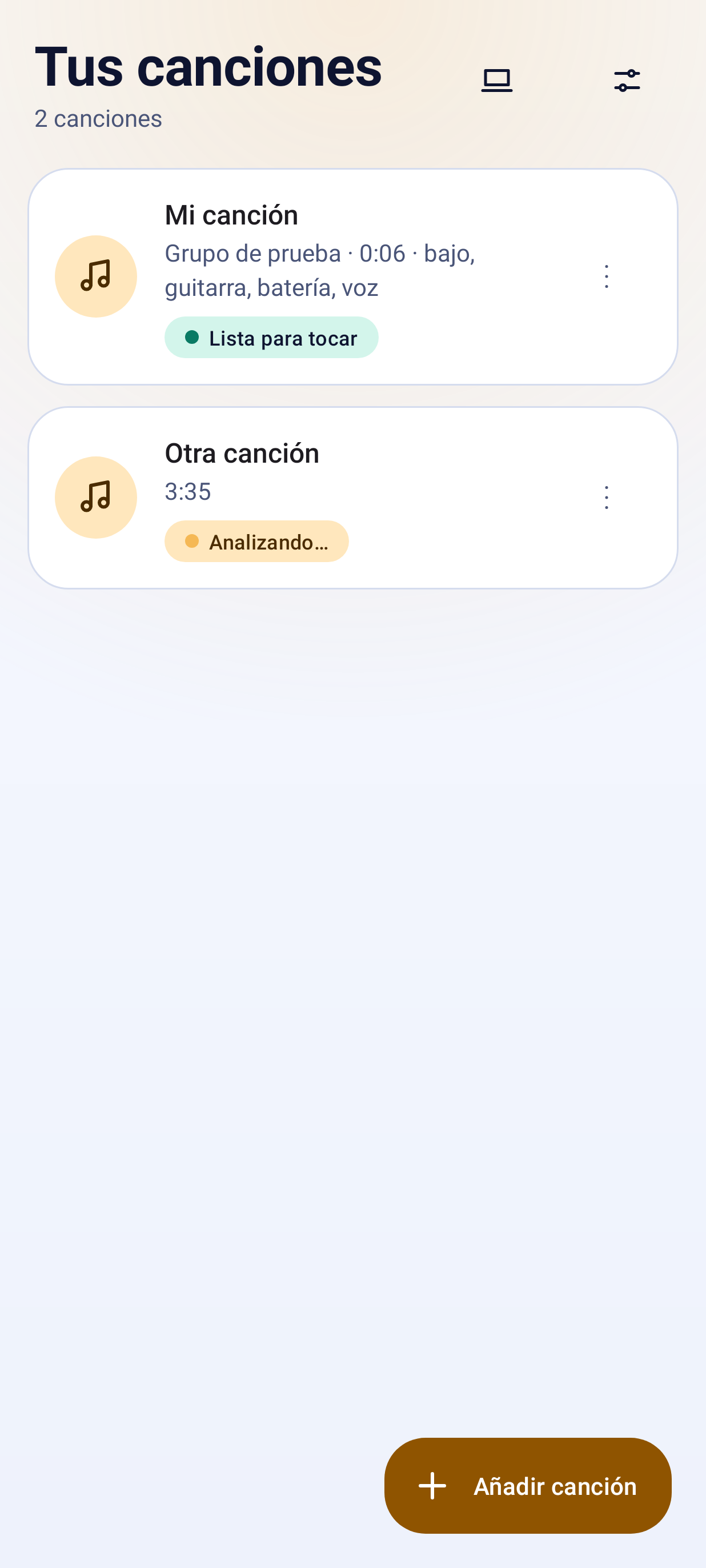 La biblioteca con las canciones analizadas, en tema claro